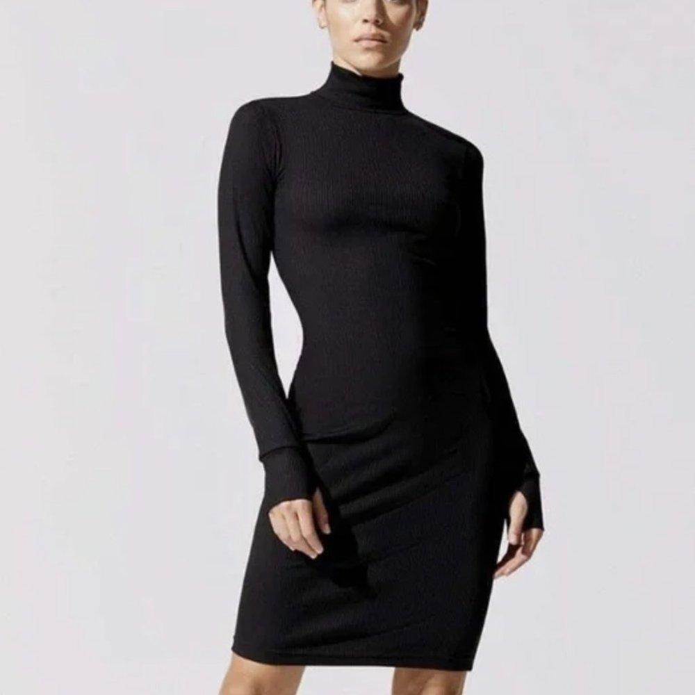 Carbon38 Ribbed Long Sleeve fitted dress thumb holes